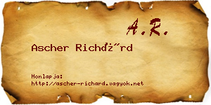 Ascher Richárd névjegykártya
